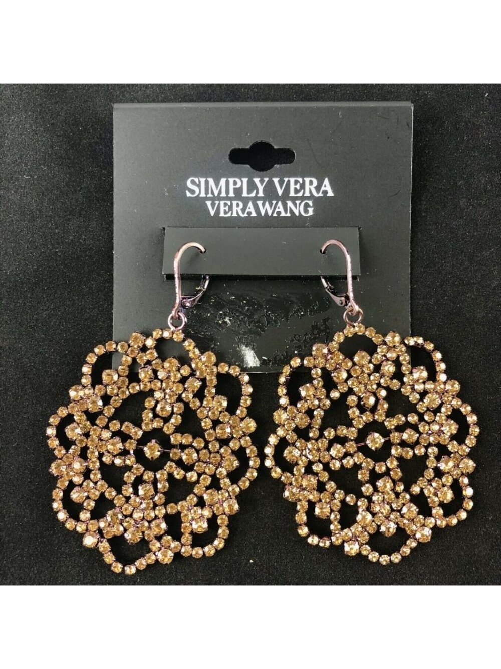 Simply Vera Vera Wang Earrings Golden Orange Lace Rhinestones